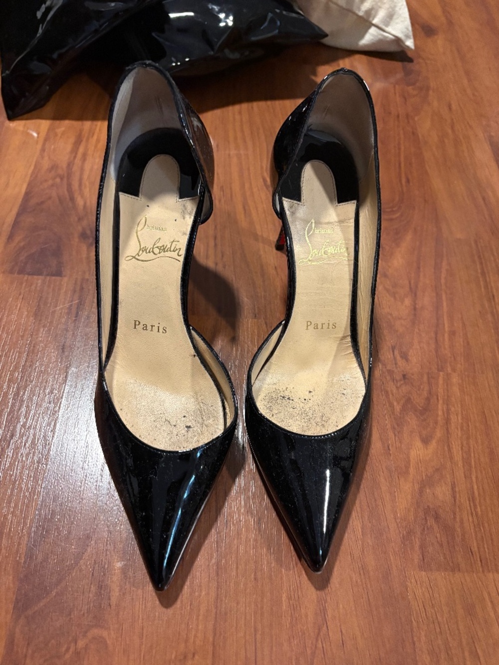 75mm black patent Louboutin size 36